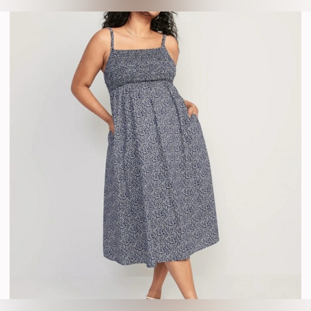 NEW Old Navy 100% Cotton Fit & Flare Cutout Cami Floral Dress 3X Tall - Picture 1 of 4